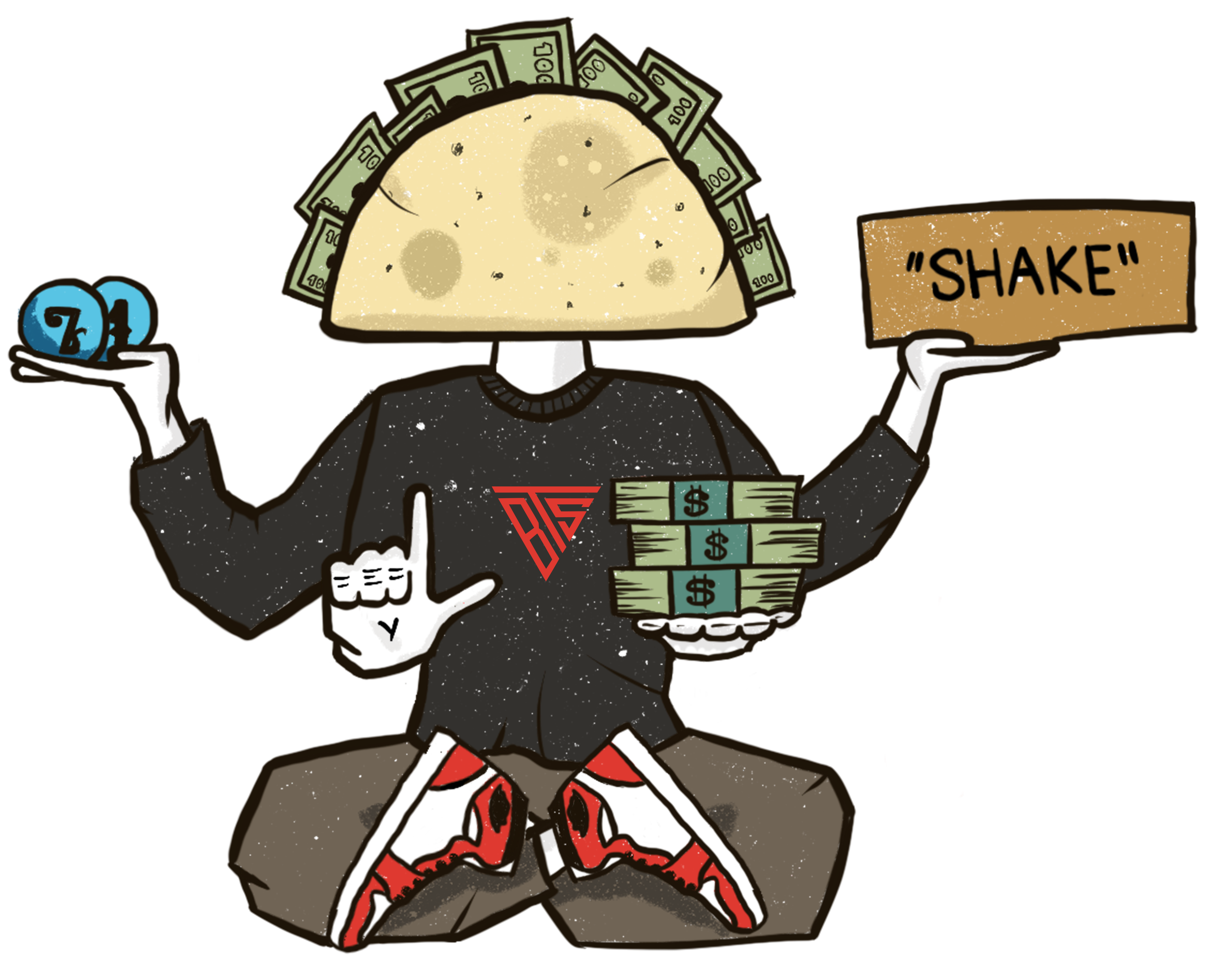 Taco Bout Shakes mascot illustration